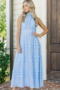 Everything On Track Blue Midi Dress