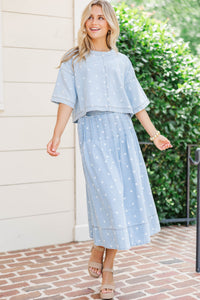 It Made Her Day Blue Polka Dot Blouse