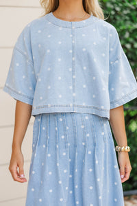 It Made Her Day Blue Polka Dot Blouse