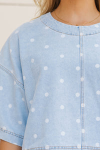 It Made Her Day Blue Polka Dot Blouse