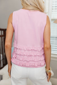 NURSING COLLECTION: Always Booked Pink Ruffled Tank
