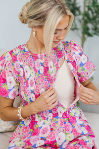 NURSING COLLECTION: Make The Right Choice Pink Floral Maxi Dress
