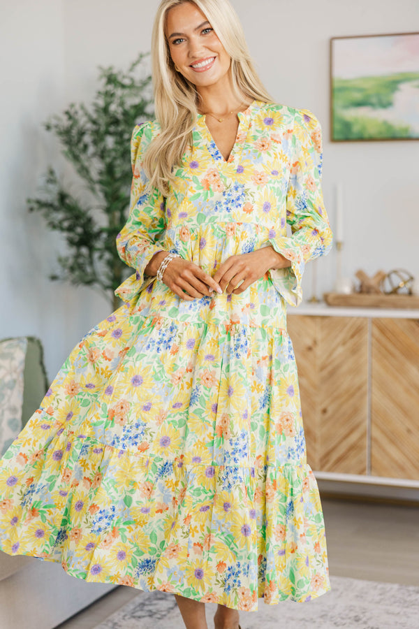 NURSING COLLECTION: What A Surprise Yellow Floral Midi Dress