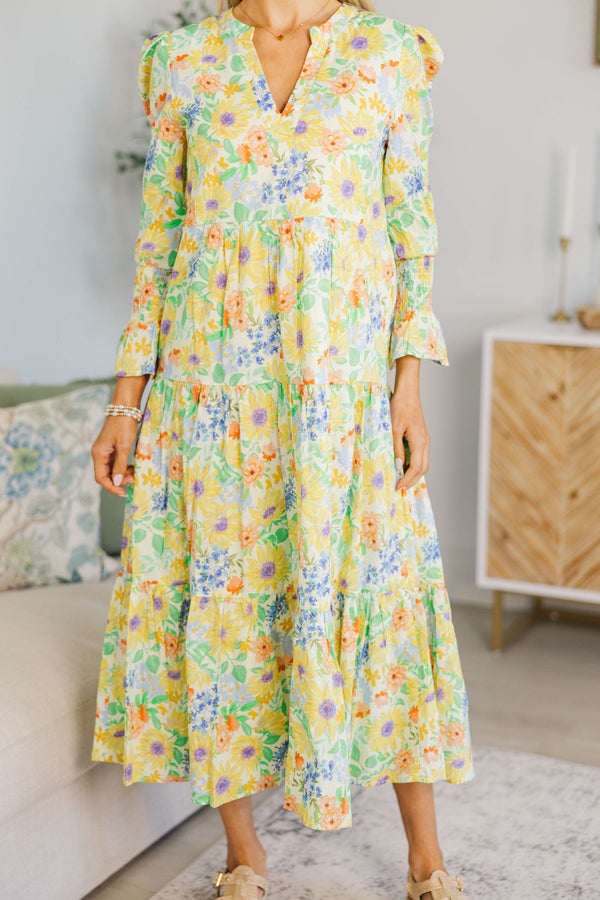 NURSING COLLECTION: What A Surprise Yellow Floral Midi Dress