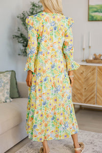 NURSING COLLECTION: What A Surprise Yellow Floral Midi Dress