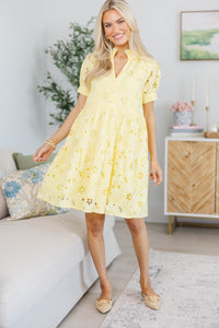 NURSING COLLECTION: All Signs Point Here Yellow Eyelet Dress