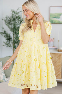 NURSING COLLECTION: All Signs Point Here Yellow Eyelet Dress