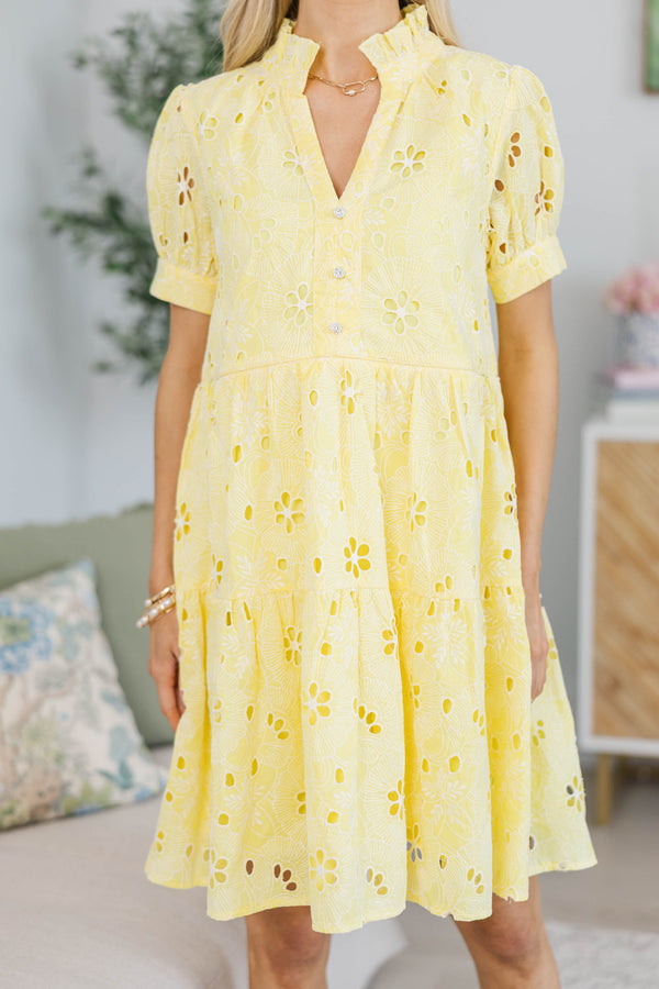 NURSING COLLECTION: All Signs Point Here Yellow Eyelet Dress