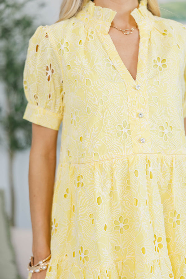 NURSING COLLECTION: All Signs Point Here Yellow Eyelet Dress
