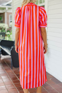 That’s The Way Pink Striped Midi Dress
