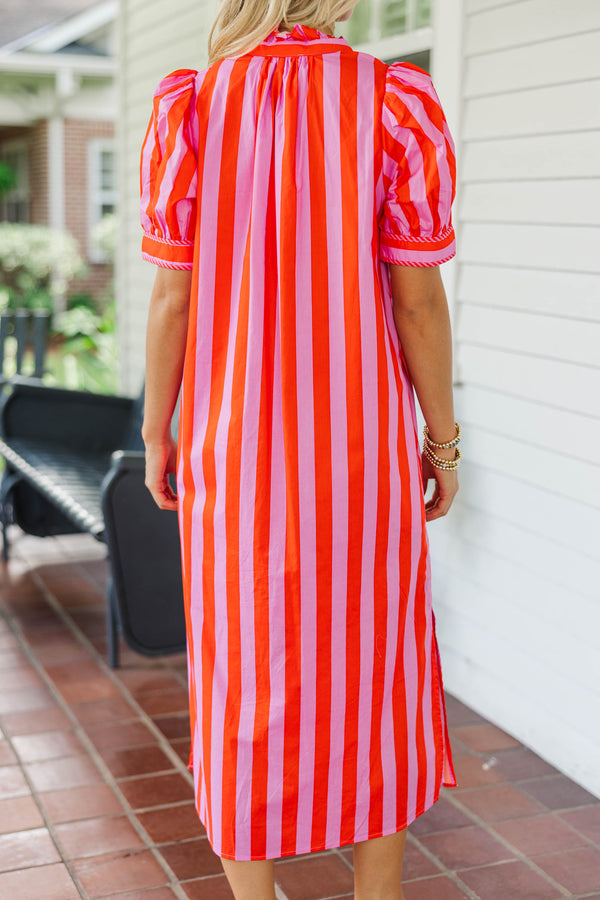 That’s The Way Pink Striped Midi Dress
