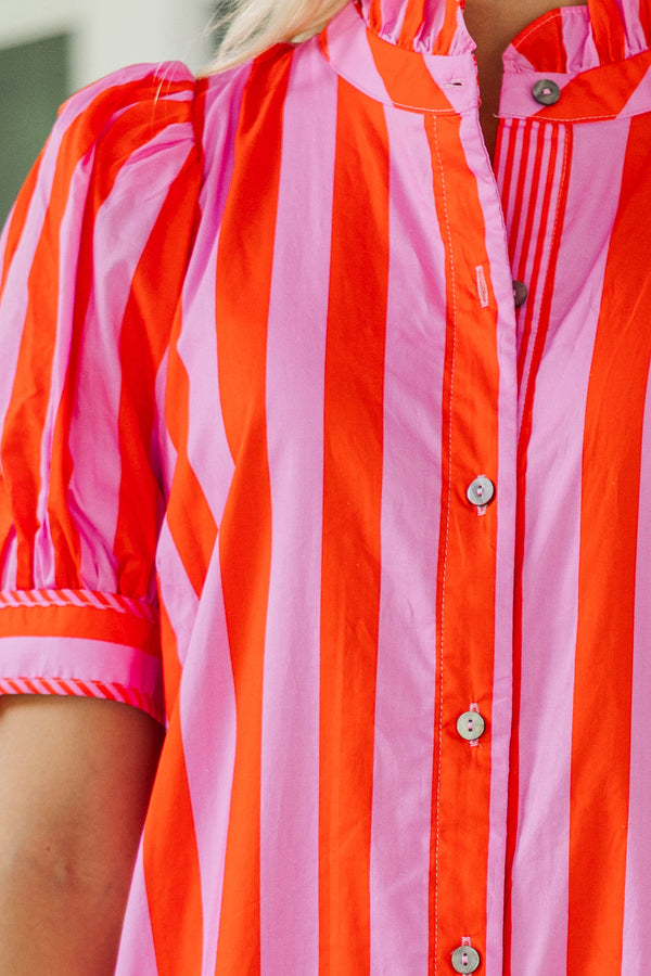 That’s The Way Pink Striped Midi Dress