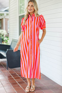 That’s The Way Pink Striped Midi Dress