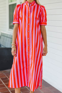 That’s The Way Pink Striped Midi Dress