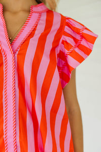 A Little Goes A Long Way Pink Striped Blouse