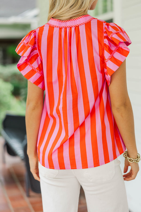 A Little Goes A Long Way Pink Striped Blouse