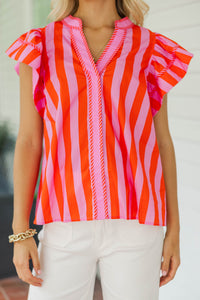 A Little Goes A Long Way Pink Striped Blouse