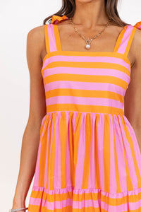 Good From The Start Orange Striped Midi Dress