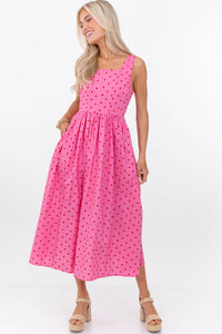 One Of Those Days Pink Polka Dot Midi Dress
