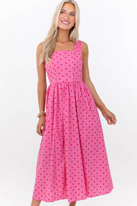 One Of Those Days Pink Polka Dot Midi Dress