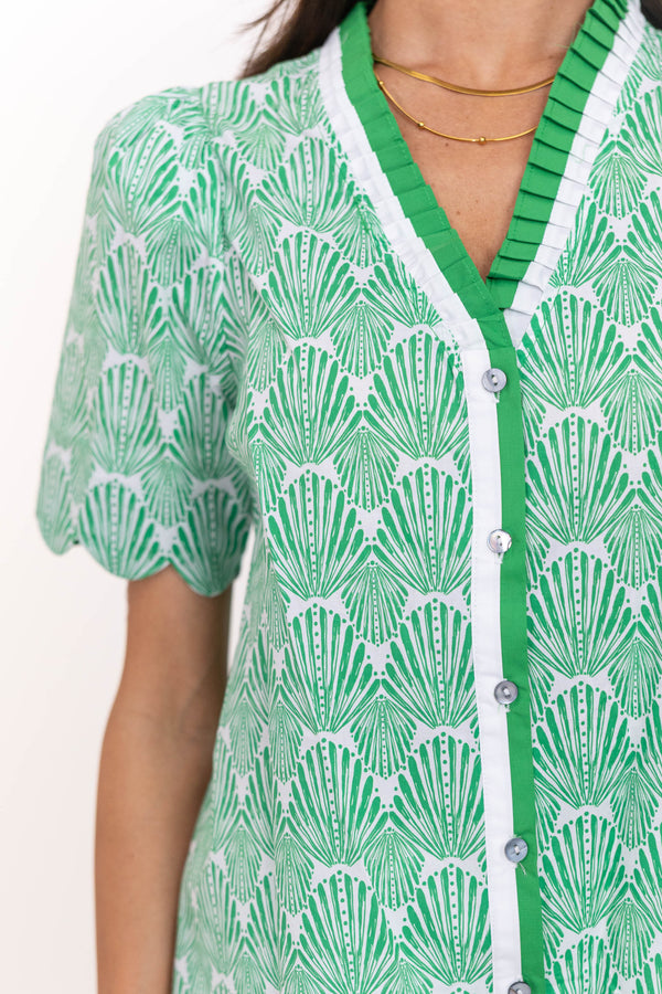 When It Feels Right Green Printed Blouse