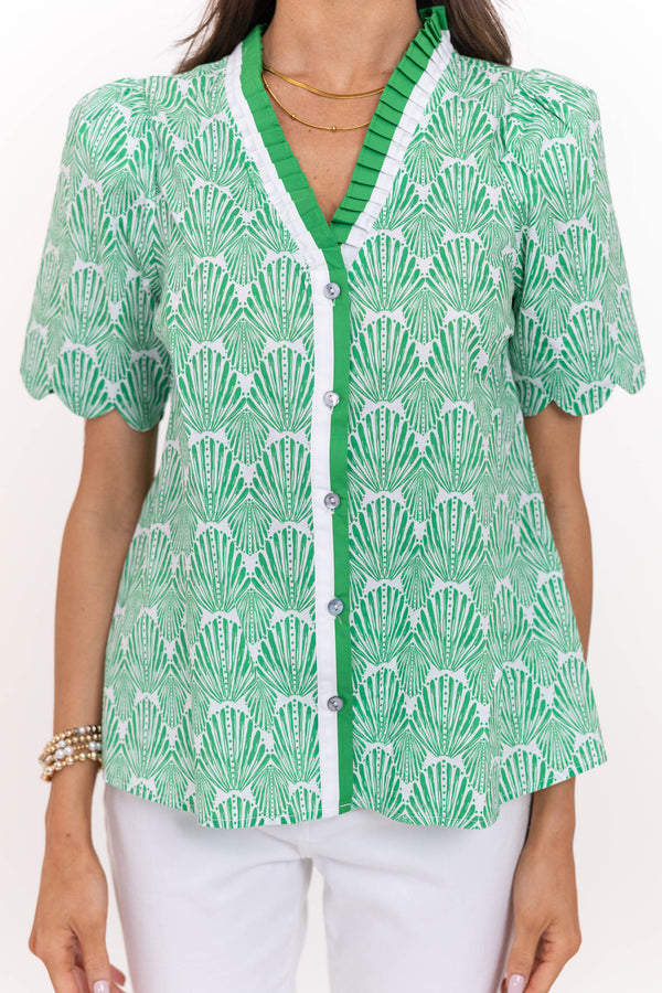 When It Feels Right Green Printed Blouse