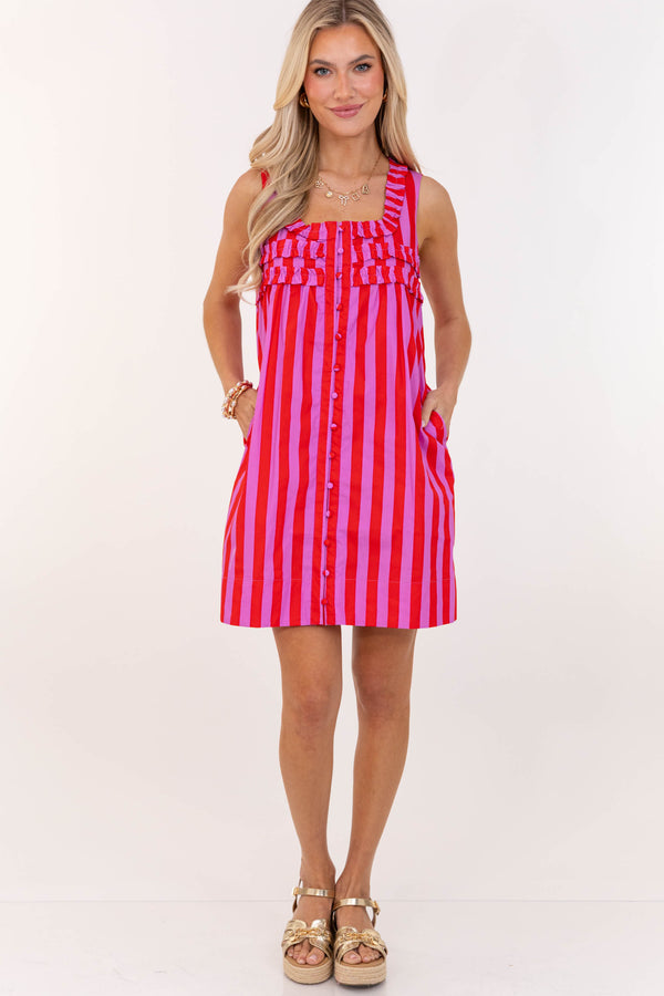 Just About Perfect Pink Striped Dress