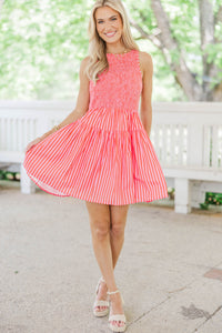 All The Right Moves Orange Striped Dress