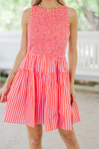 All The Right Moves Orange Striped Dress