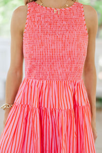 All The Right Moves Orange Striped Dress