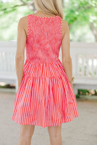 All The Right Moves Orange Striped Dress