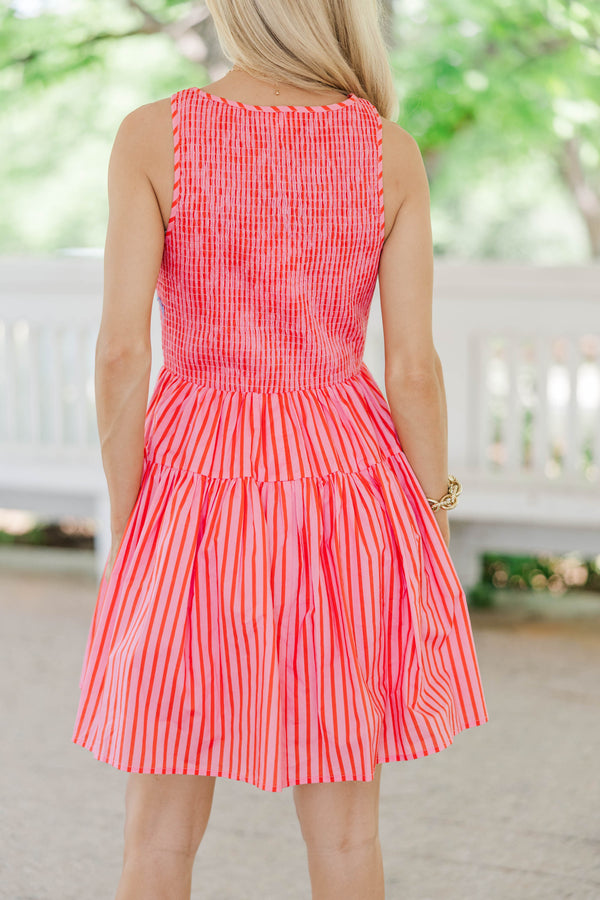 All The Right Moves Orange Striped Dress