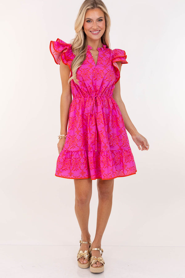 Feels Good Here Pink Chintz Dress