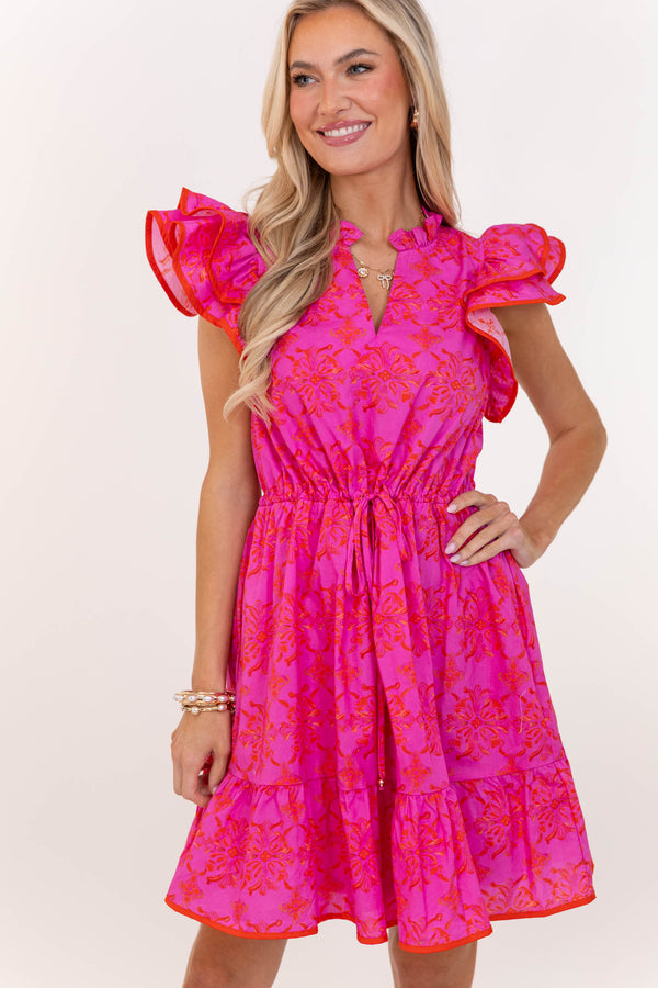 Feels Good Here Pink Chintz Dress