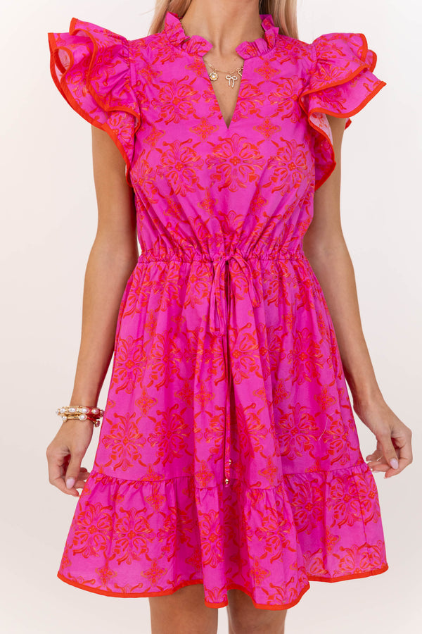 Feels Good Here Pink Chintz Dress