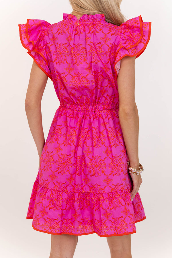 Feels Good Here Pink Chintz Dress