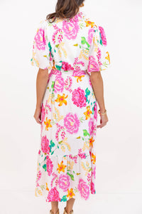 Good Things Coming Pink Floral Midi Dress