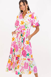 Good Things Coming Pink Floral Midi Dress