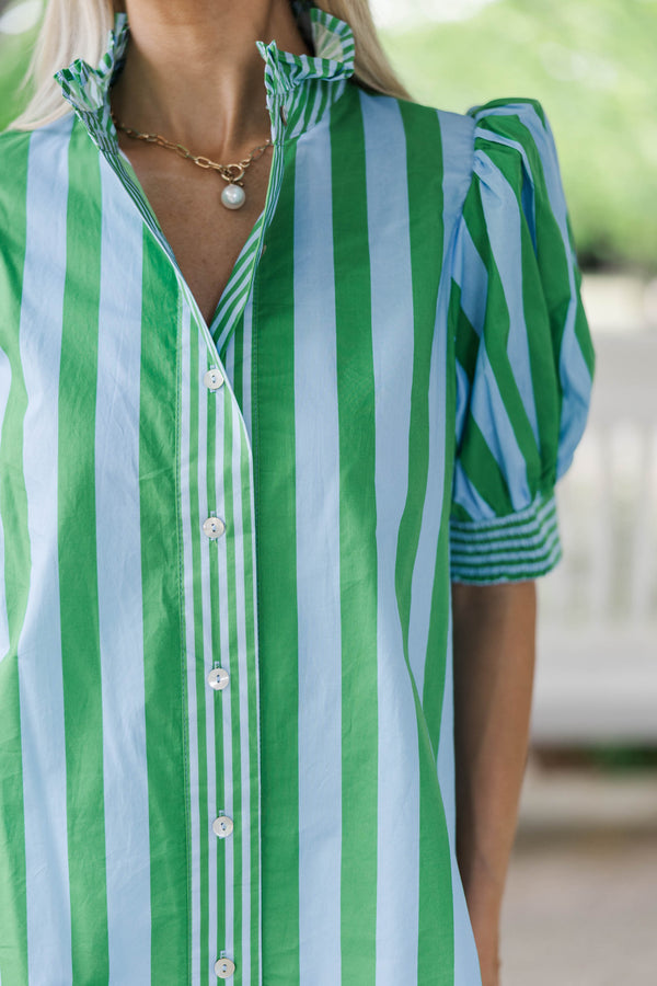 Good Things In Store Green Striped Blouse