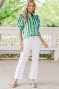 Good Things In Store Green Striped Blouse