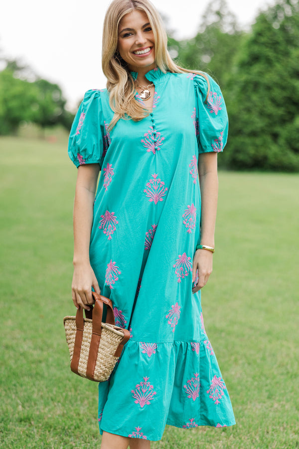 No Notes Mint Embroidered Midi Dress – Shop the Mint