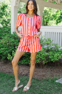 When It Counts Orange Striped Shorts