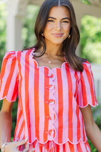 In Your Element Orange Striped Blouse