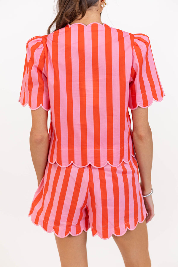 In Your Element Orange Striped Blouse