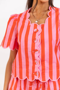 In Your Element Orange Striped Blouse