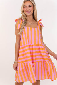 Good Things Follow Orange Striped Dress