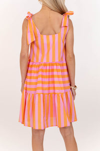Good Things Follow Orange Striped Dress