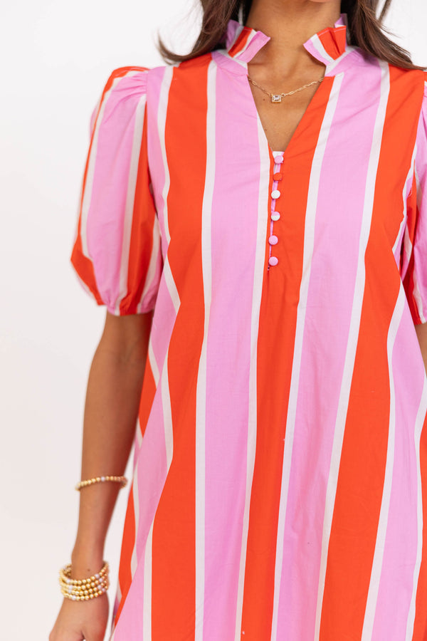 Just A Bit Better Orange Striped Midi Dress