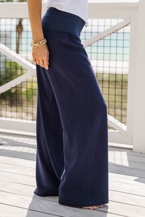The Iconic Navy Foldover Pants