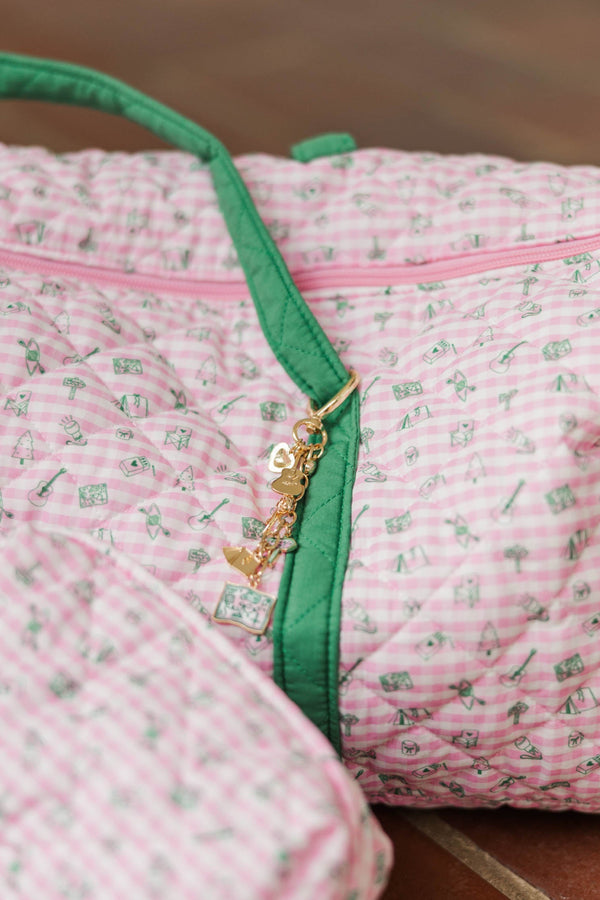 Girls: Happy Camper Pink Bag Charm